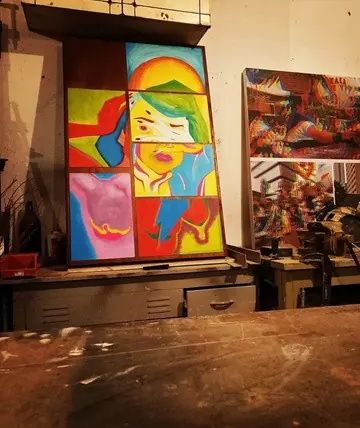 Obras de arte montadas en el taller de Carpintería Gabriel